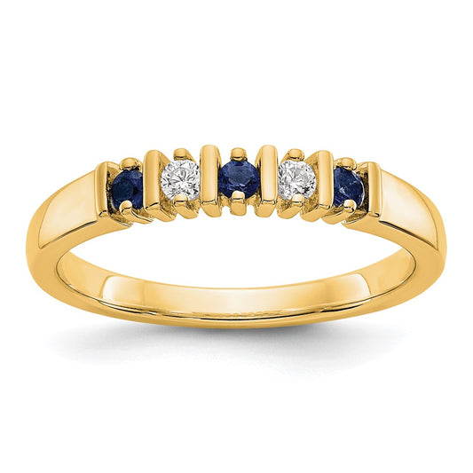 Solid 14k Yellow Gold Simulated CZ w/Simulated Sapphire Band