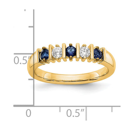 Solid 14k Yellow Gold Simulated CZ w/Simulated Sapphire Band
