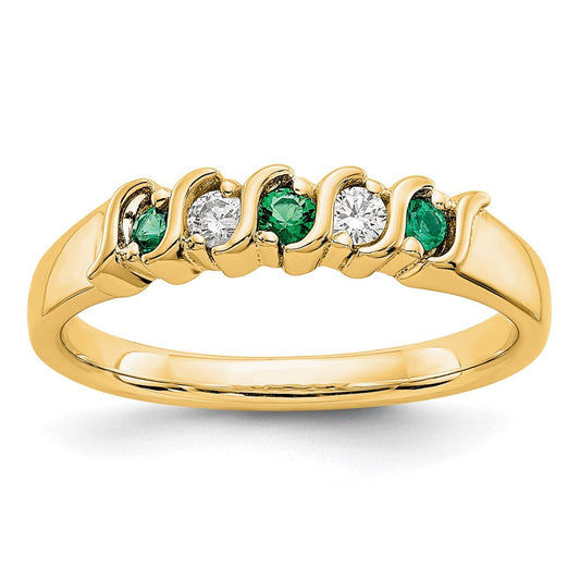 14k yellow gold real diamond w emerald band x8678e aa