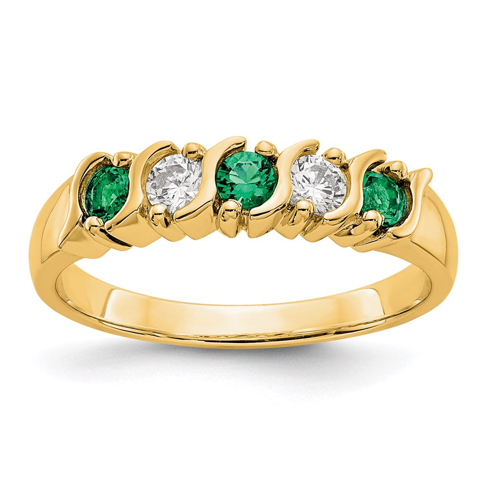 14k yellow gold real diamond w emerald band rm3290b em 019 yaa