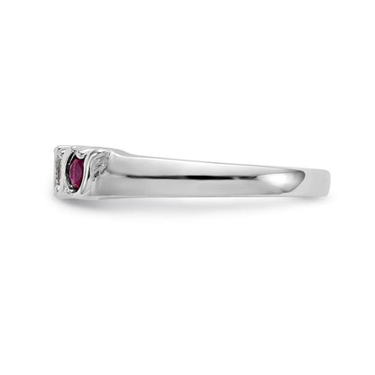 14k White Gold Real Diamond w/Ruby Band