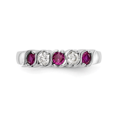 14k White Gold Real Diamond w/Ruby Band