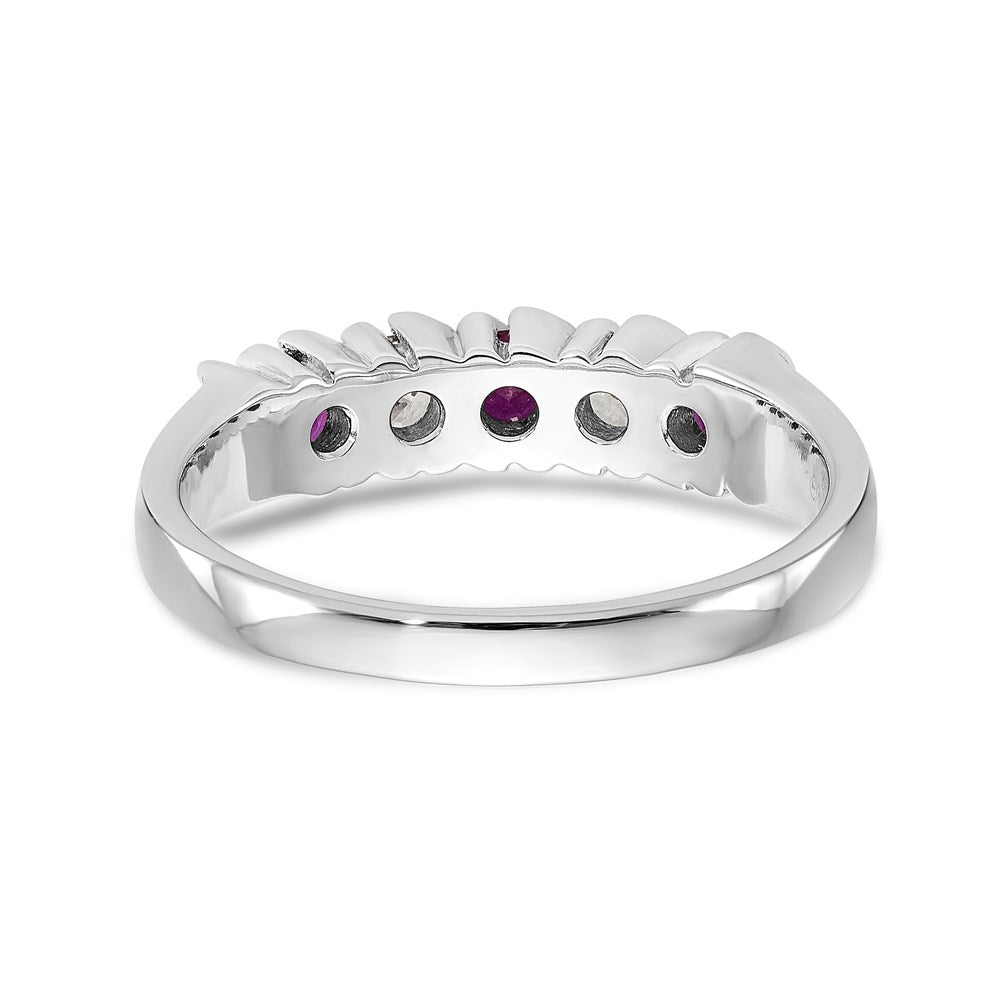 14k White Gold Real Diamond w/Ruby Band