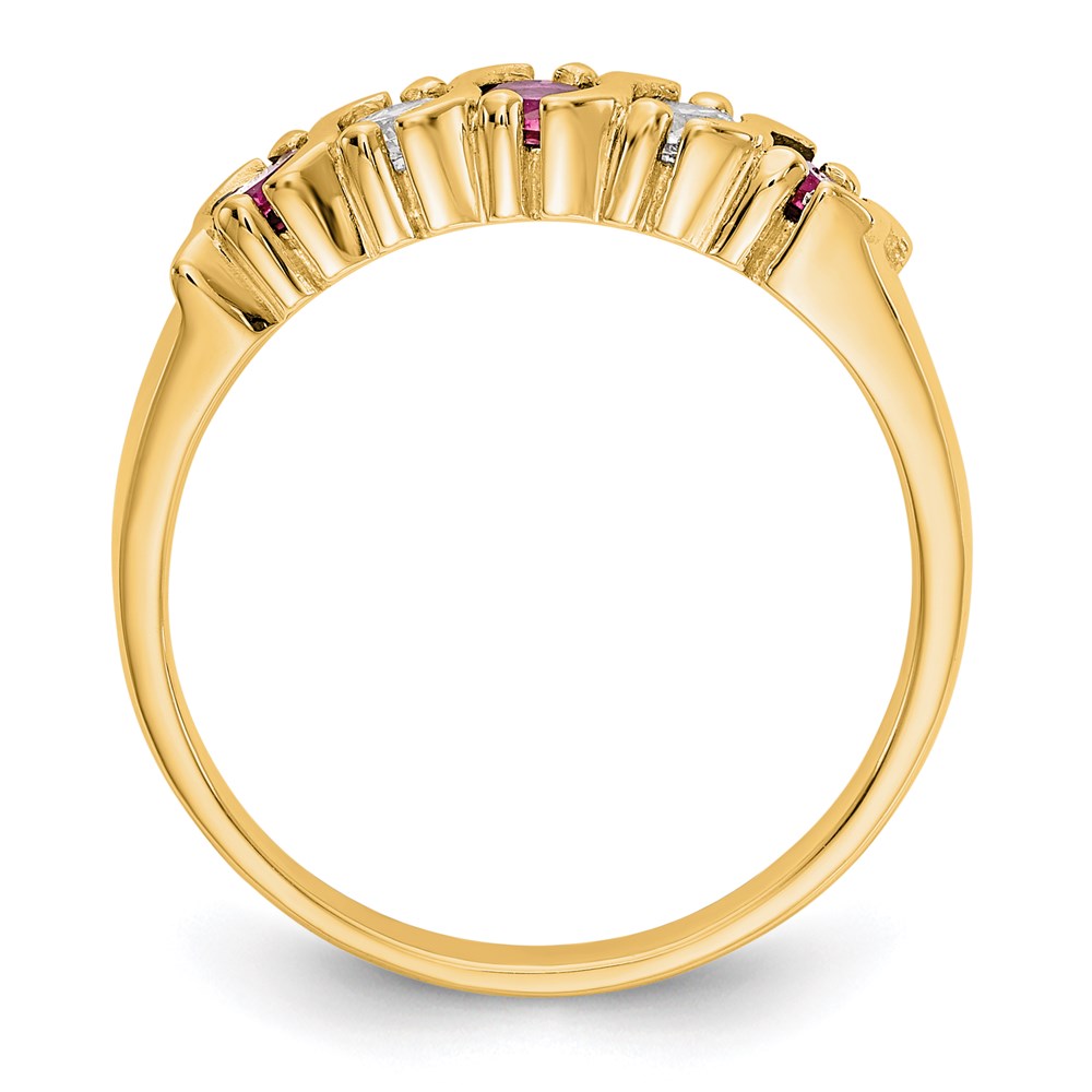 14k Yellow Gold Real Diamond w/Ruby Band