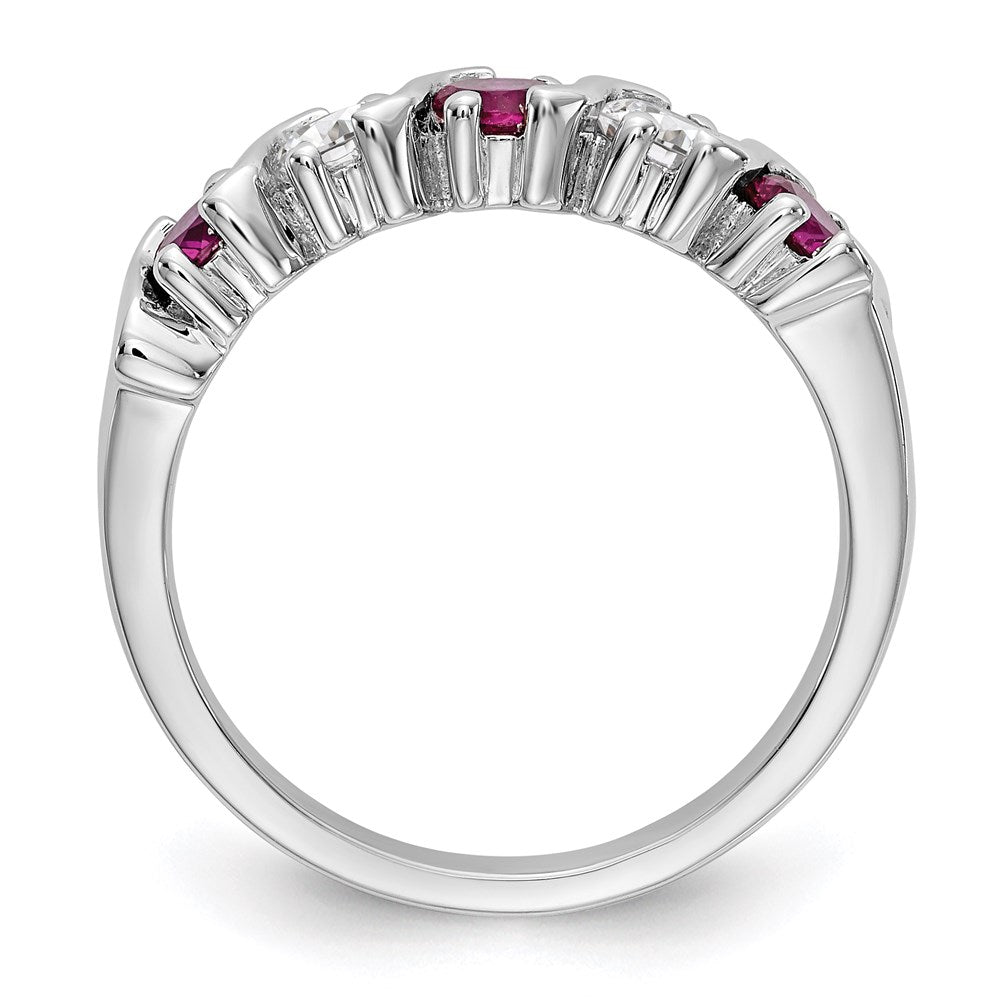 14k White Gold Real Diamond w/Ruby Band