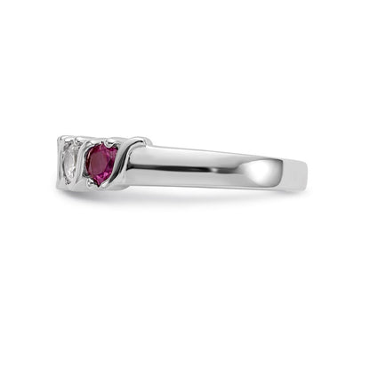 14k White Gold Real Diamond w/Ruby Band