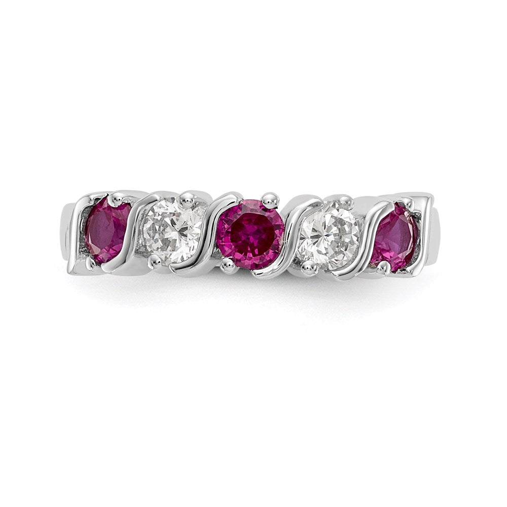 14k White Gold Real Diamond w/Ruby Band