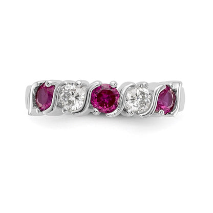 14k White Gold Real Diamond w/Ruby Band