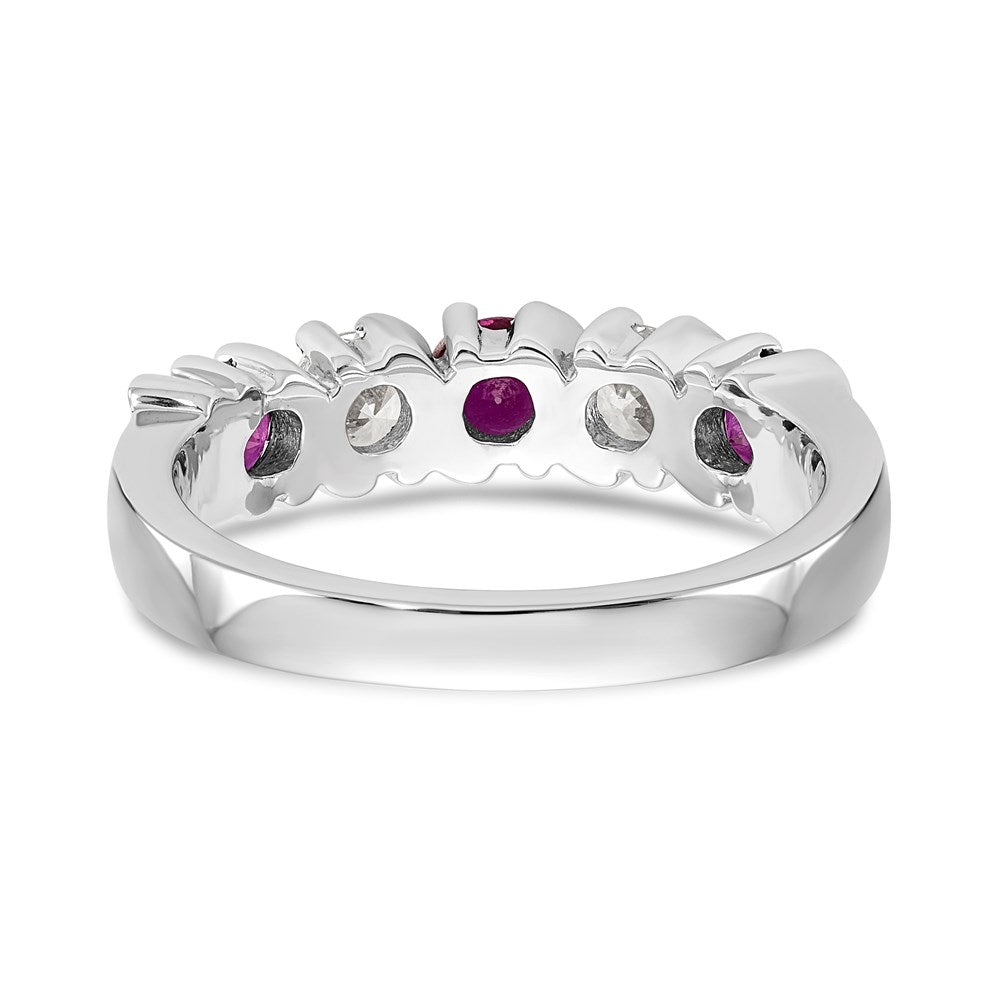 14k White Gold Real Diamond w/Ruby Band