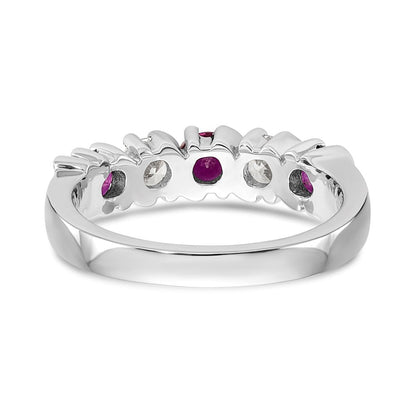 14k White Gold Real Diamond w/Ruby Band