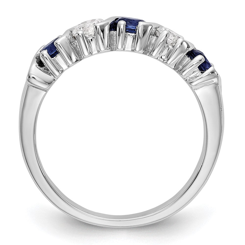 Solid 14k White Gold Simulated CZ w/Simulated Sapphire Band