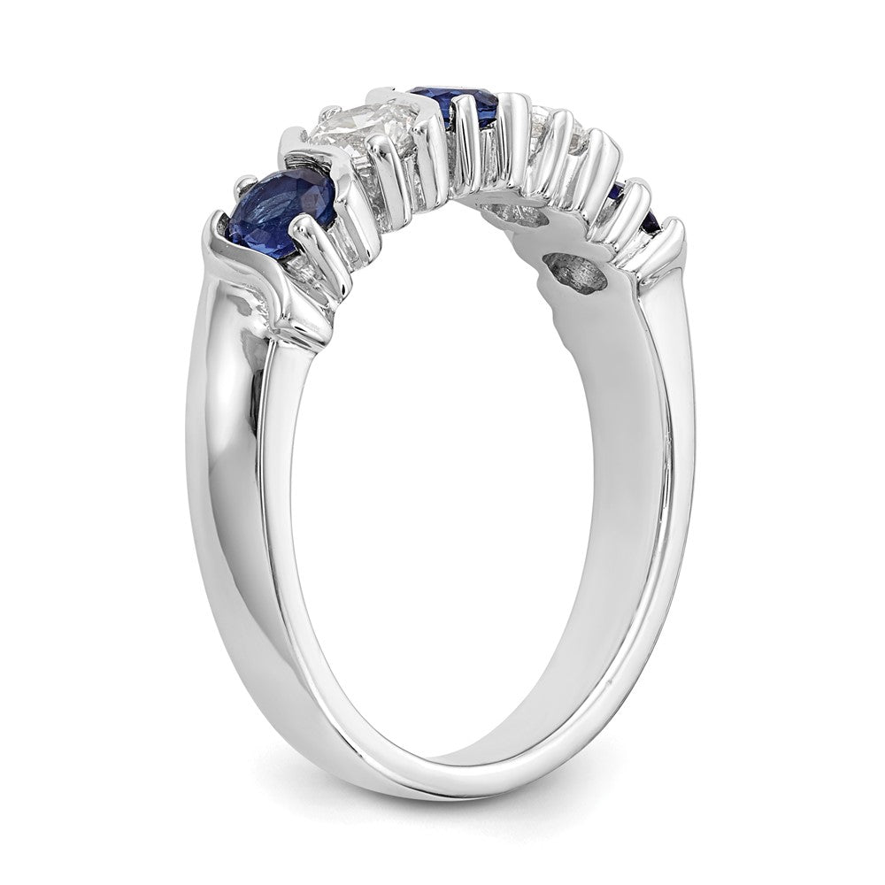 Solid 14k White Gold Simulated CZ w/Simulated Sapphire Band