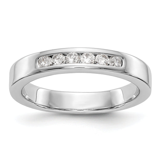 0.23ct. CZ Solid Real 14K White Gold 6-2.1mm Stone  Channel Wedding Band Ring