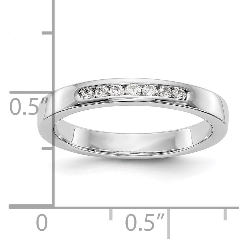 0.12ct. CZ Solid Real 14K White Gold 7-1.6mm Stone Channel Wedding Band Ring