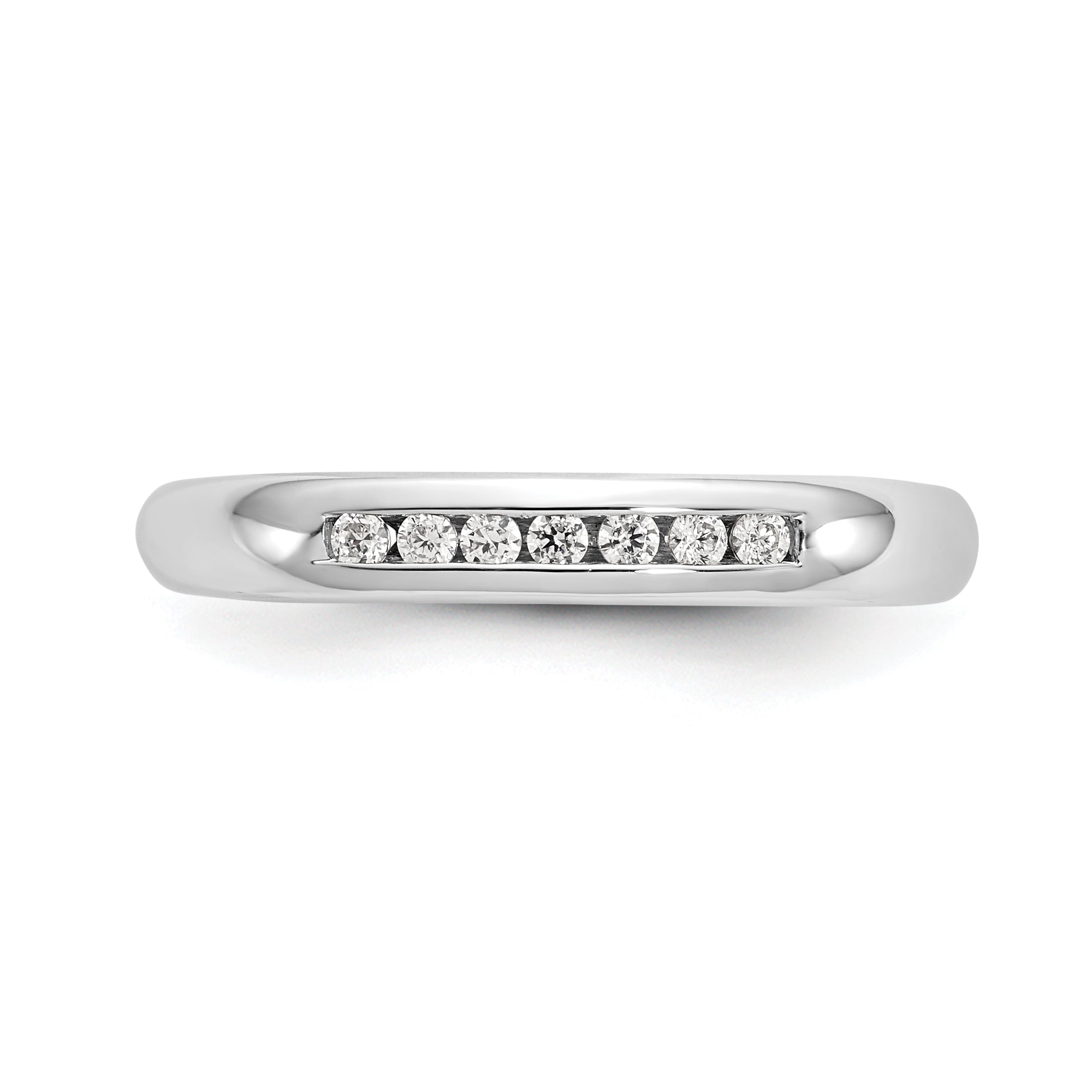 0.10ct. CZ Solid Real 14K White Gold 7-Stone Channel Wedding Band Ring