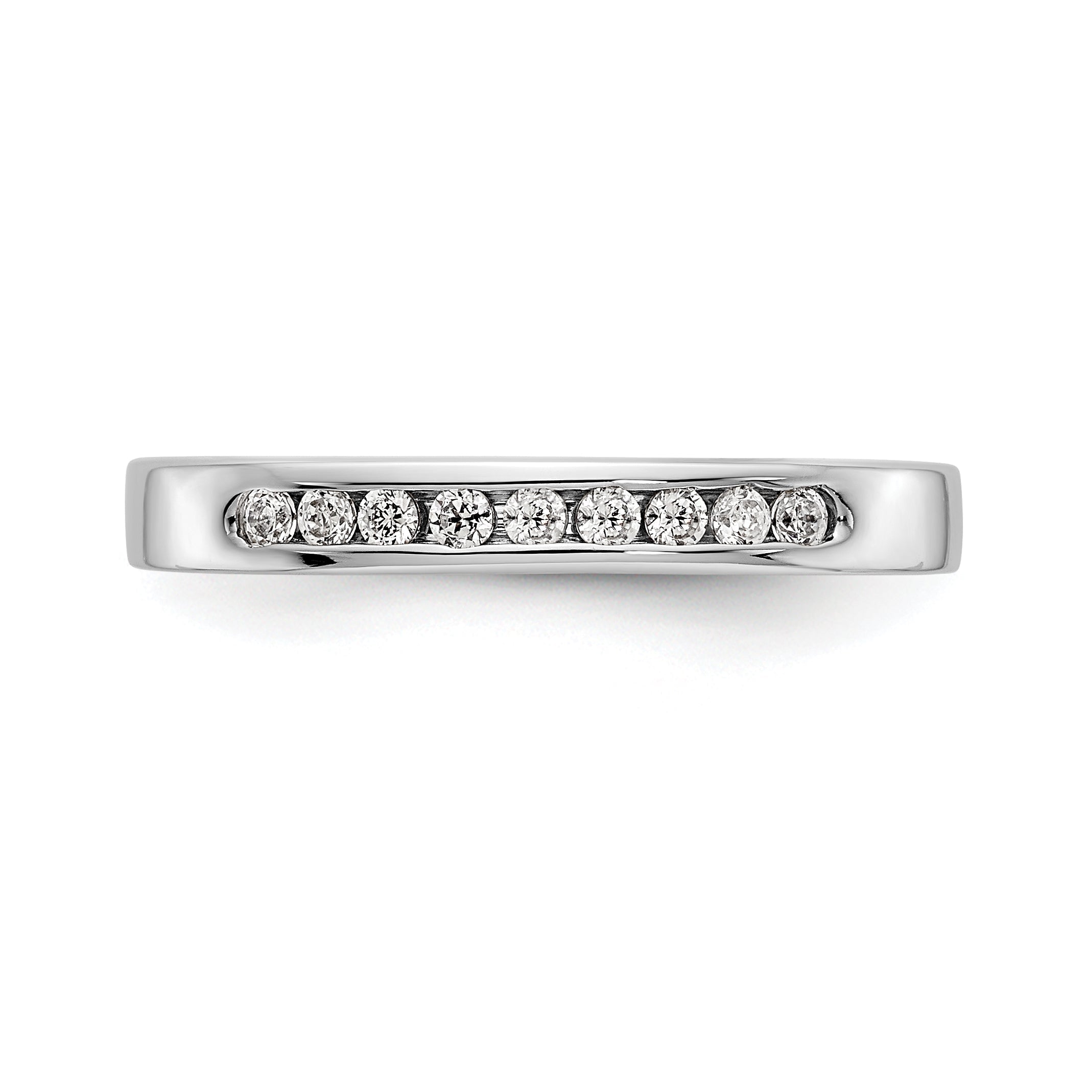 0.15ct. CZ Solid Real 14K White Gold 9-1.6mm Stone Channel Wedding Band Ring