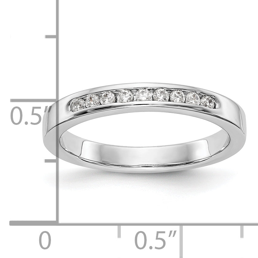 0.15ct. CZ Solid Real 14K White Gold 9-1.6mm Stone Channel Wedding Band Ring