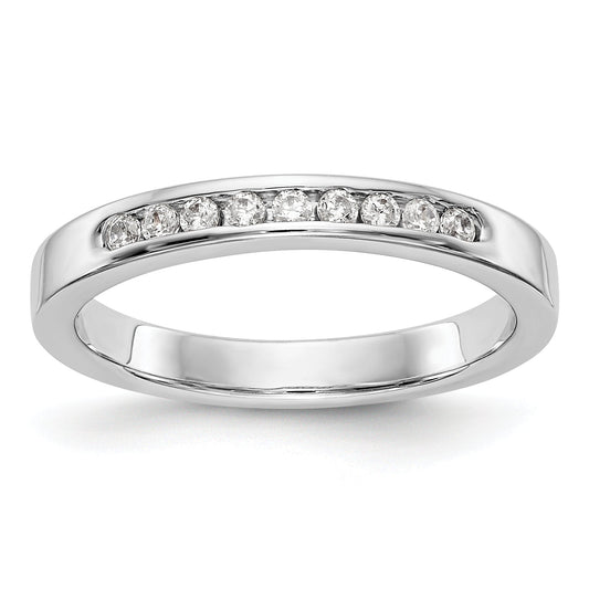 0.15ct. CZ Solid Real 14K White Gold 9-1.6mm Stone Channel Wedding Band Ring