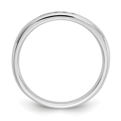 0.14ct. CZ Solid Real 14K White Gold 9-Stone Channel Wedding Band Ring