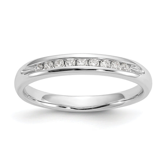 0.14ct. CZ Solid Real 14K White Gold 9-Stone Channel Wedding Band Ring