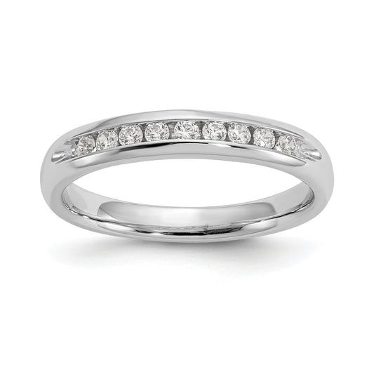 0.20ct. CZ Solid Real 14K White Gold 9-Stone Channel Wedding Band Ring