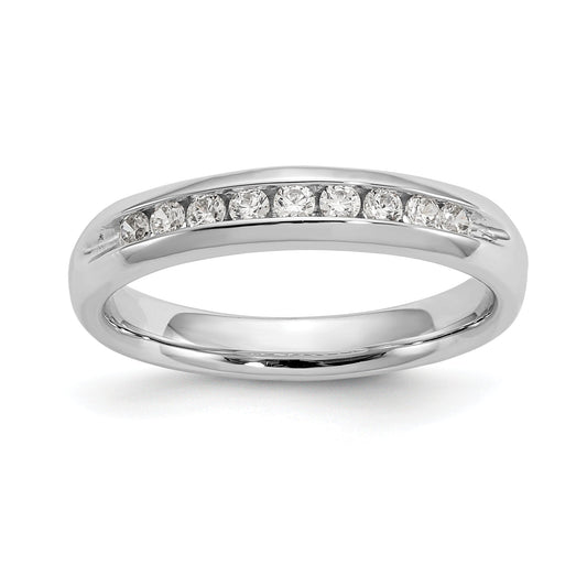 0.23ct. CZ Solid Real 14K White Gold 9-Stone Channel Wedding Band Ring