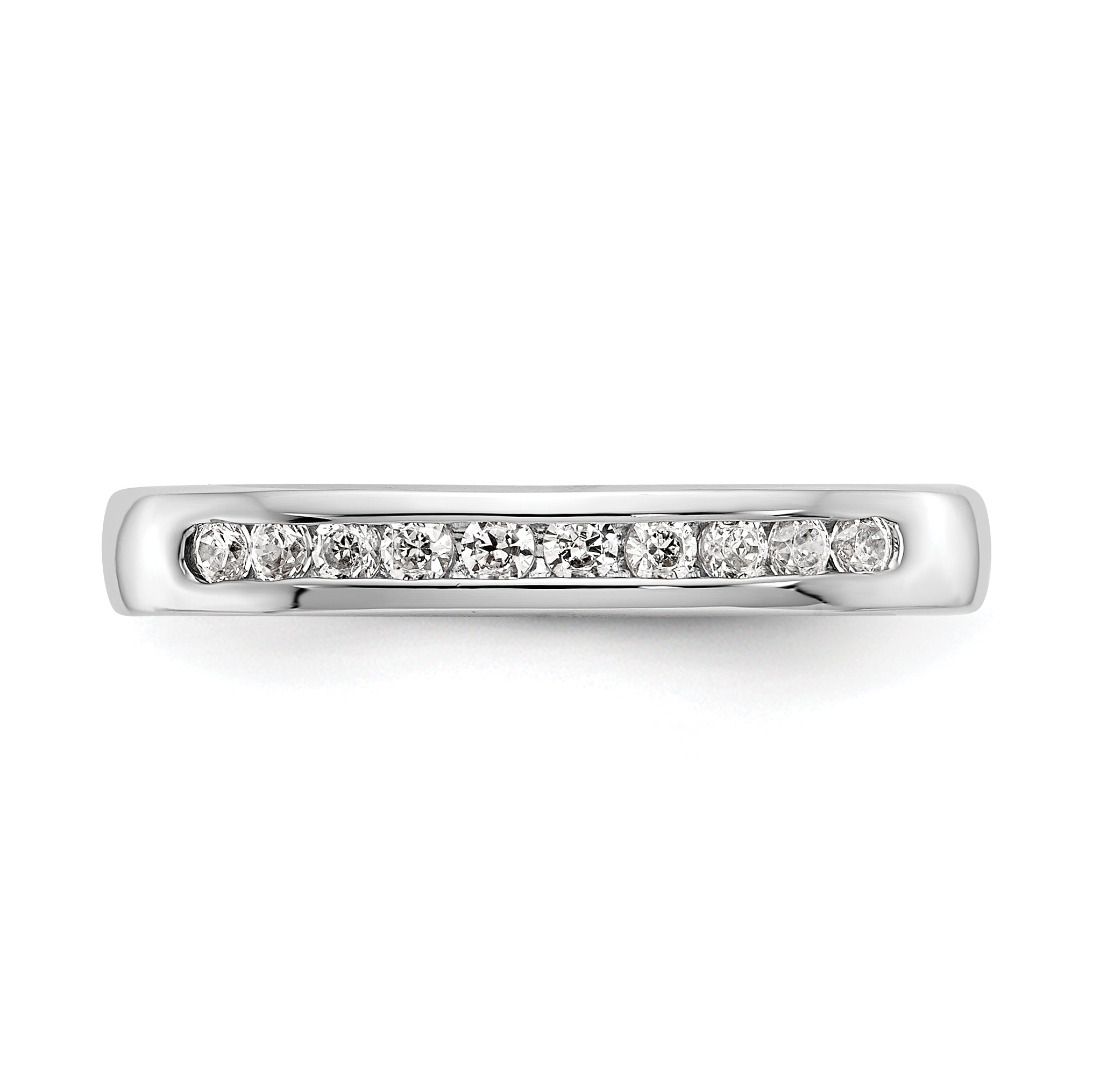 0.20ct. CZ Solid Real 14K White Gold 10-1.7mm Stone Channel Wedding Band Ring