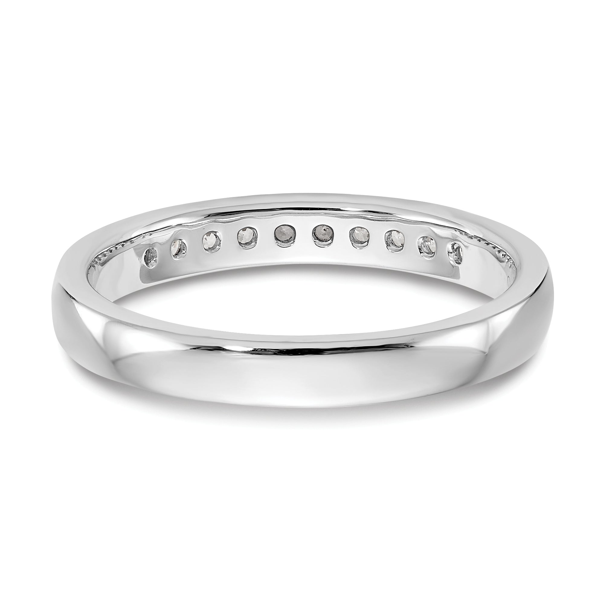 0.20ct. CZ Solid Real 14K White Gold 10-1.7mm Stone Channel Wedding Band Ring