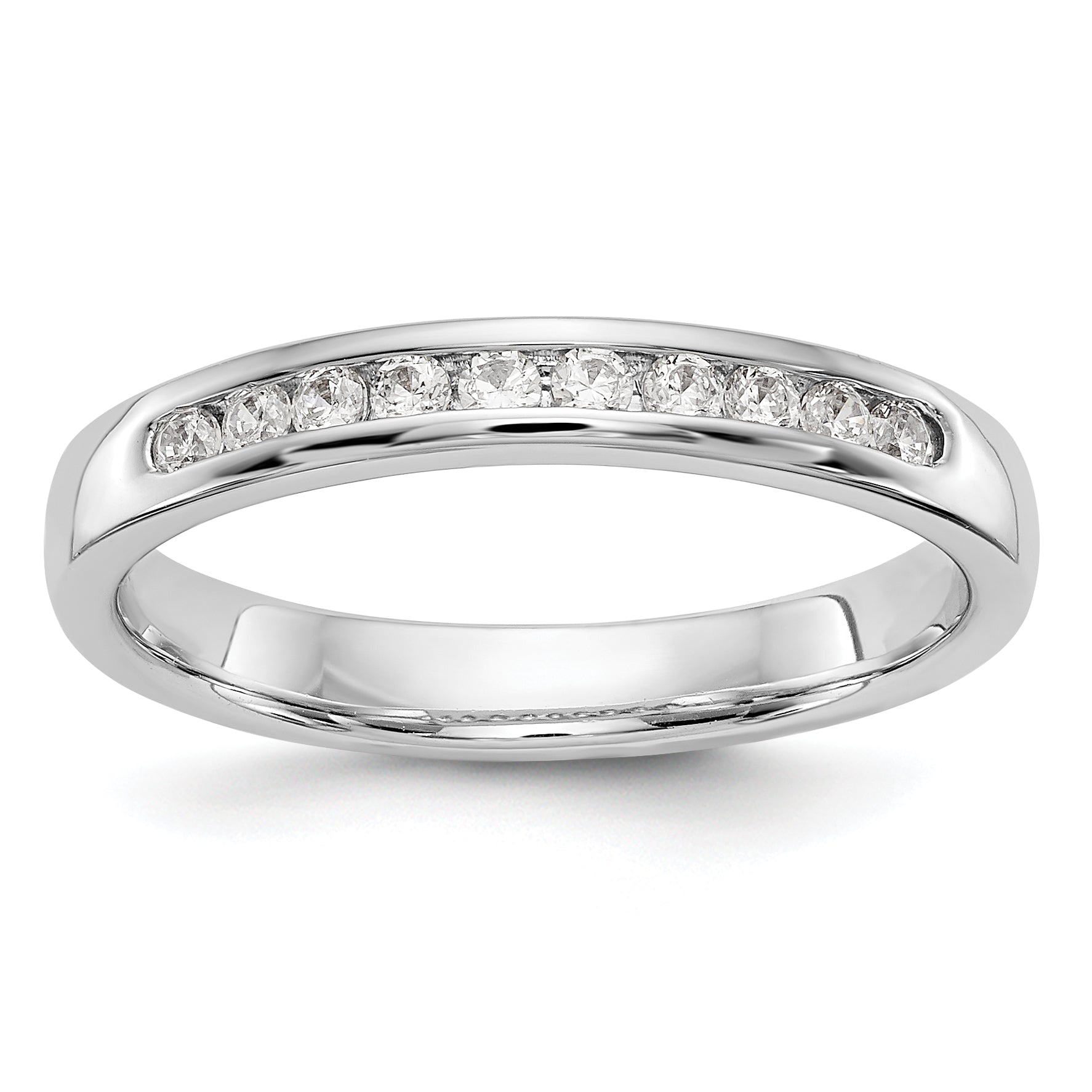 0.20ct. CZ Solid Real 14K White Gold 10-1.7mm Stone Channel Wedding Band Ring