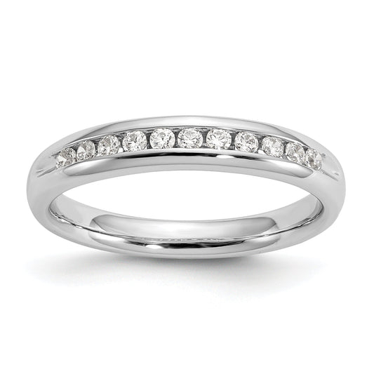 0.22ct. CZ Solid Real 14K White Gold 11-Stone Channel Wedding Band Ring