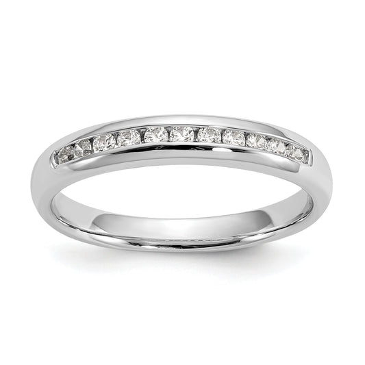 0.22ct. CZ Solid Real 14K White Gold 11-Stone Channel Wedding Band Ring