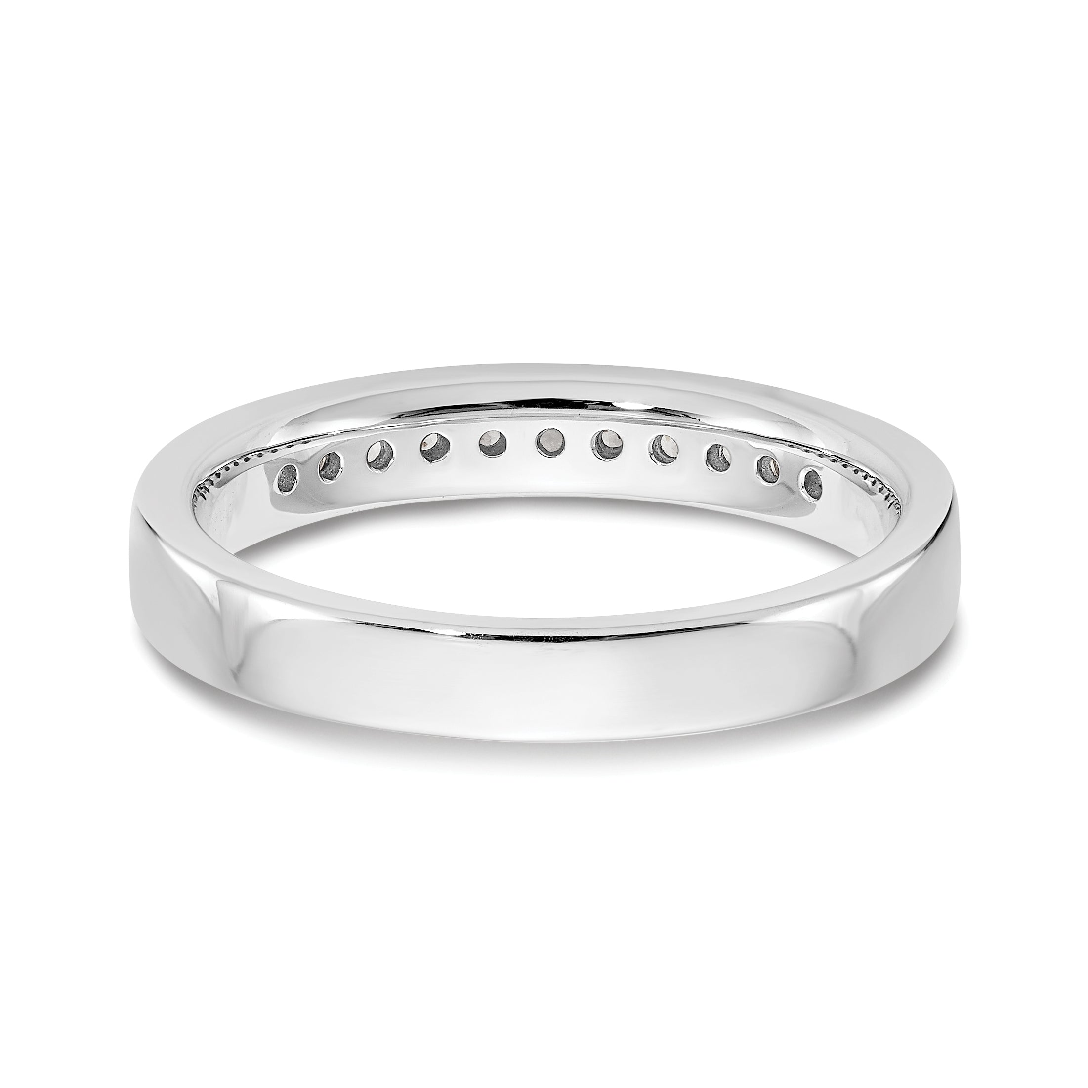 0.22ct. CZ Solid Real 14K White Gold 11-1.7mm Stone Channel Wedding Band Ring