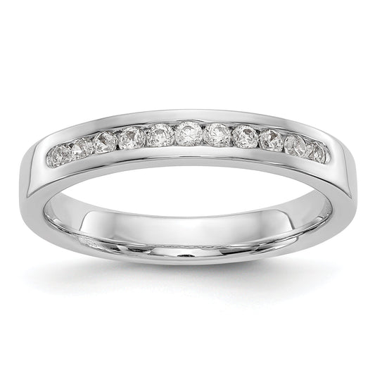 0.22ct. CZ Solid Real 14K White Gold 11-1.7mm Stone Channel Wedding Band Ring