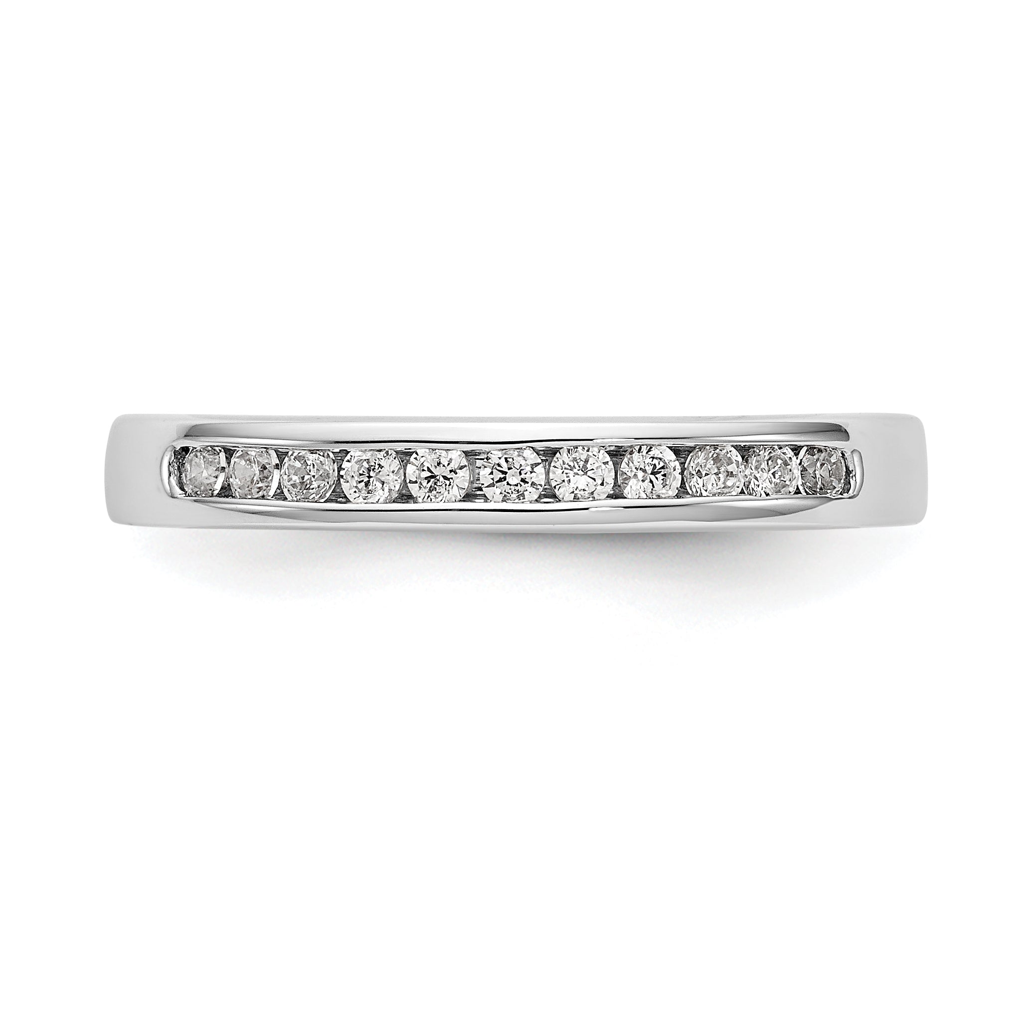 0.19ct. CZ Solid Real 14K White Gold  11-1.6mmStone Channel Wedding Band Ring