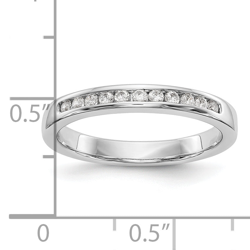 0.19ct. CZ Solid Real 14K White Gold  11-1.6mmStone Channel Wedding Band Ring