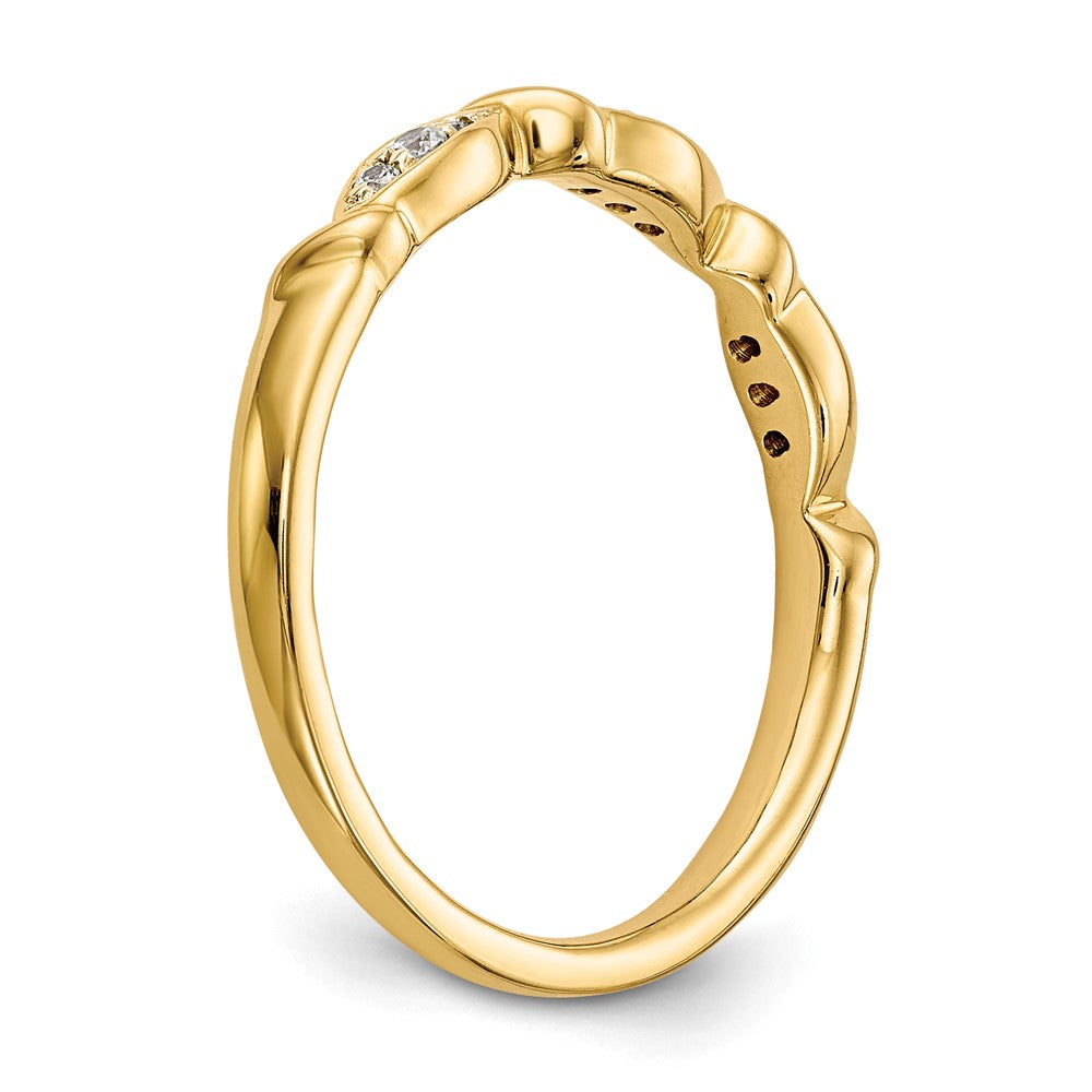0.08ct. CZ Solid Real 14K Yellow Gold Wedding Band Ring