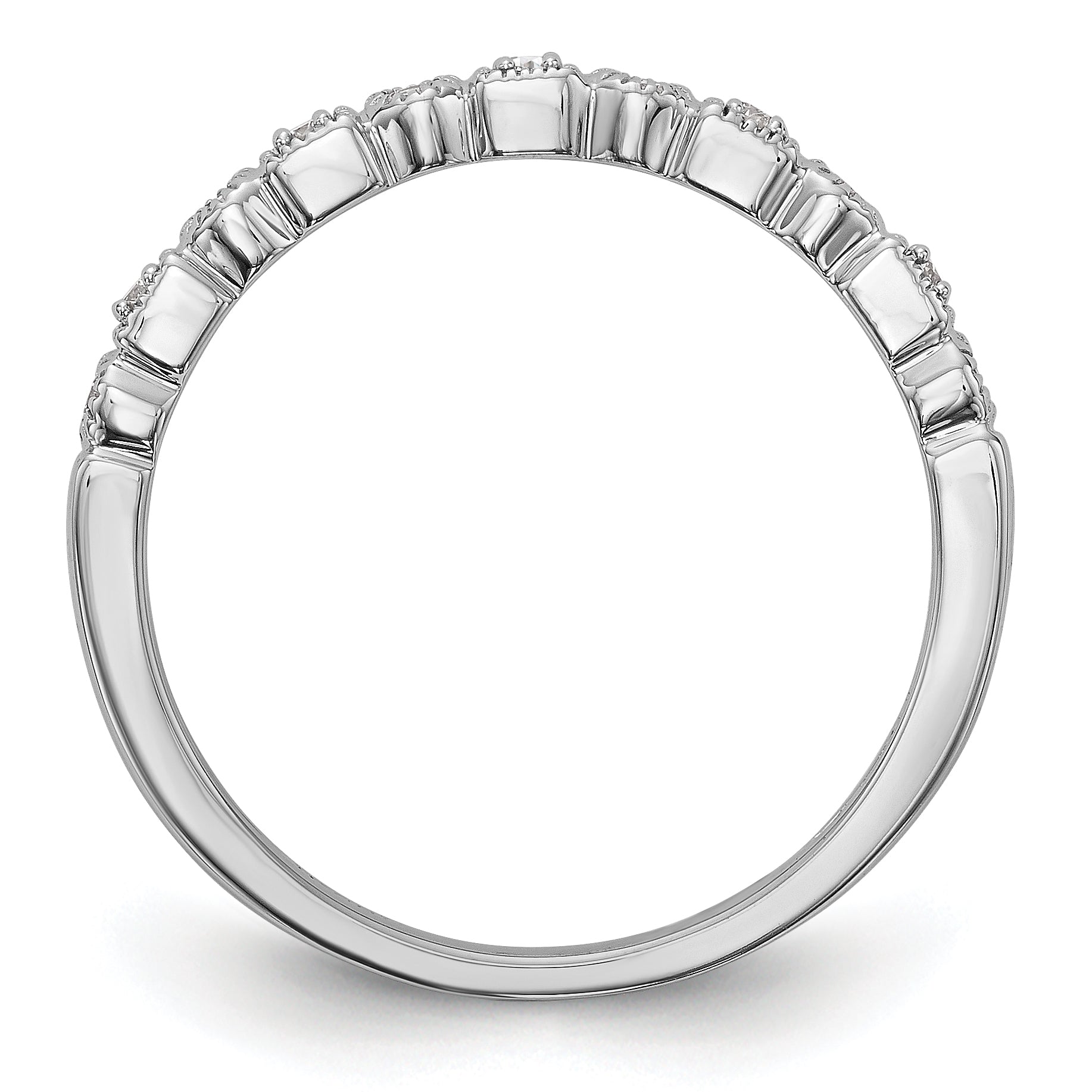 0.09ct. CZ Solid Real 14K White Gold Wedding Band Ring