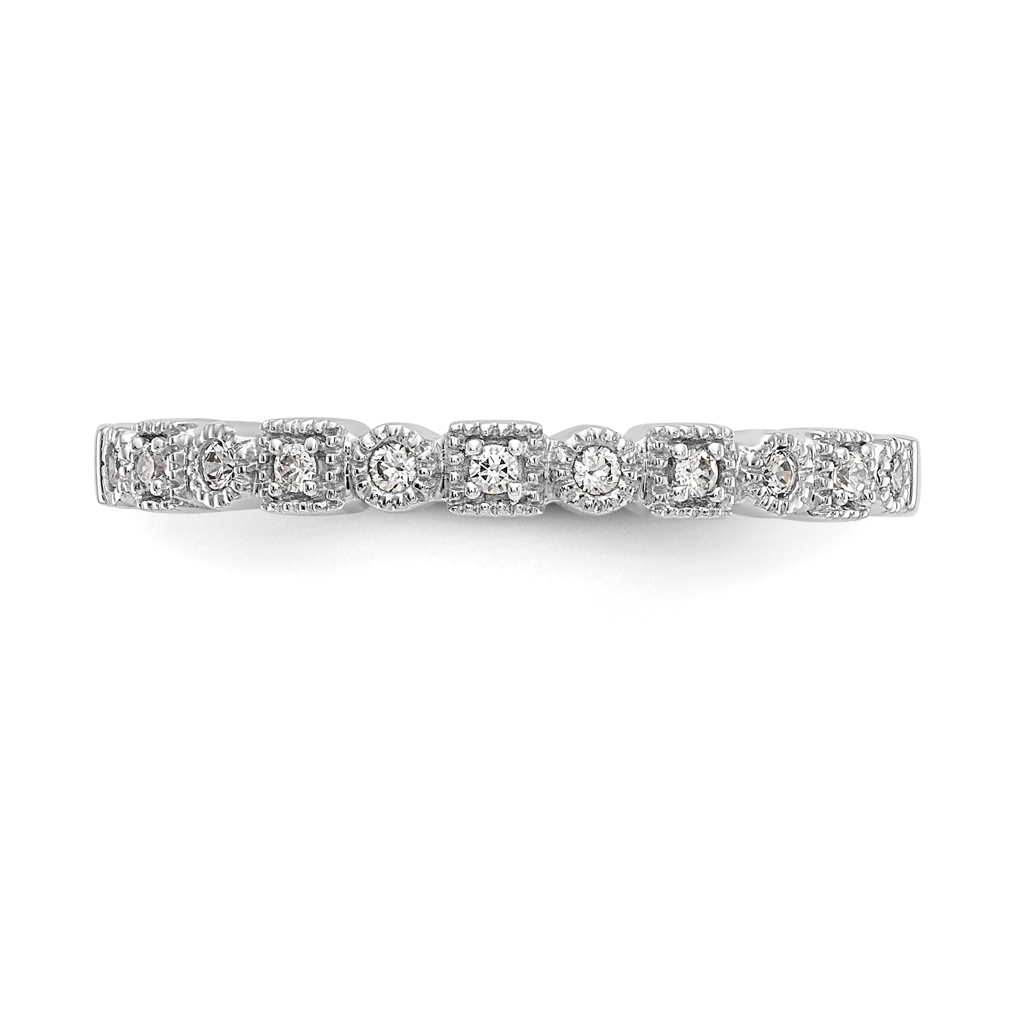 0.09ct. CZ Solid Real 14K White Gold Wedding Band Ring