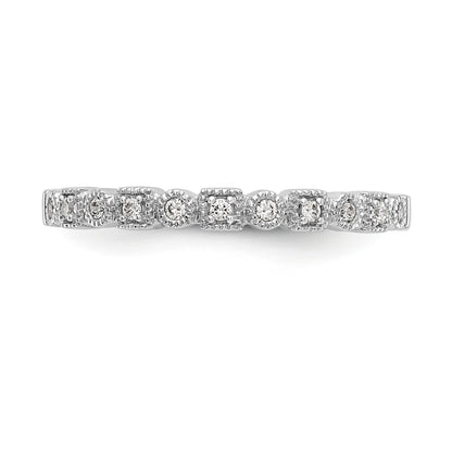 0.09ct. CZ Solid Real 14K White Gold Wedding Band Ring