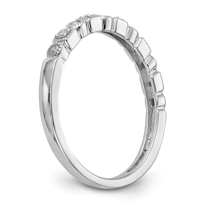 0.09ct. CZ Solid Real 14K White Gold Wedding Band Ring