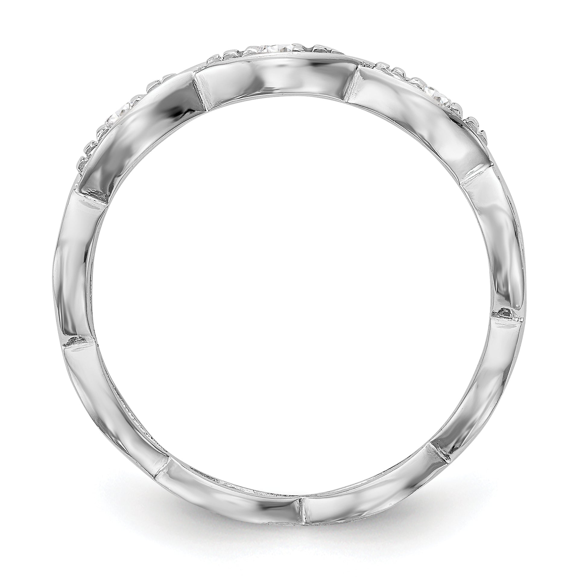 0.05ct. CZ Solid Real 14K White Gold Wedding Band Ring