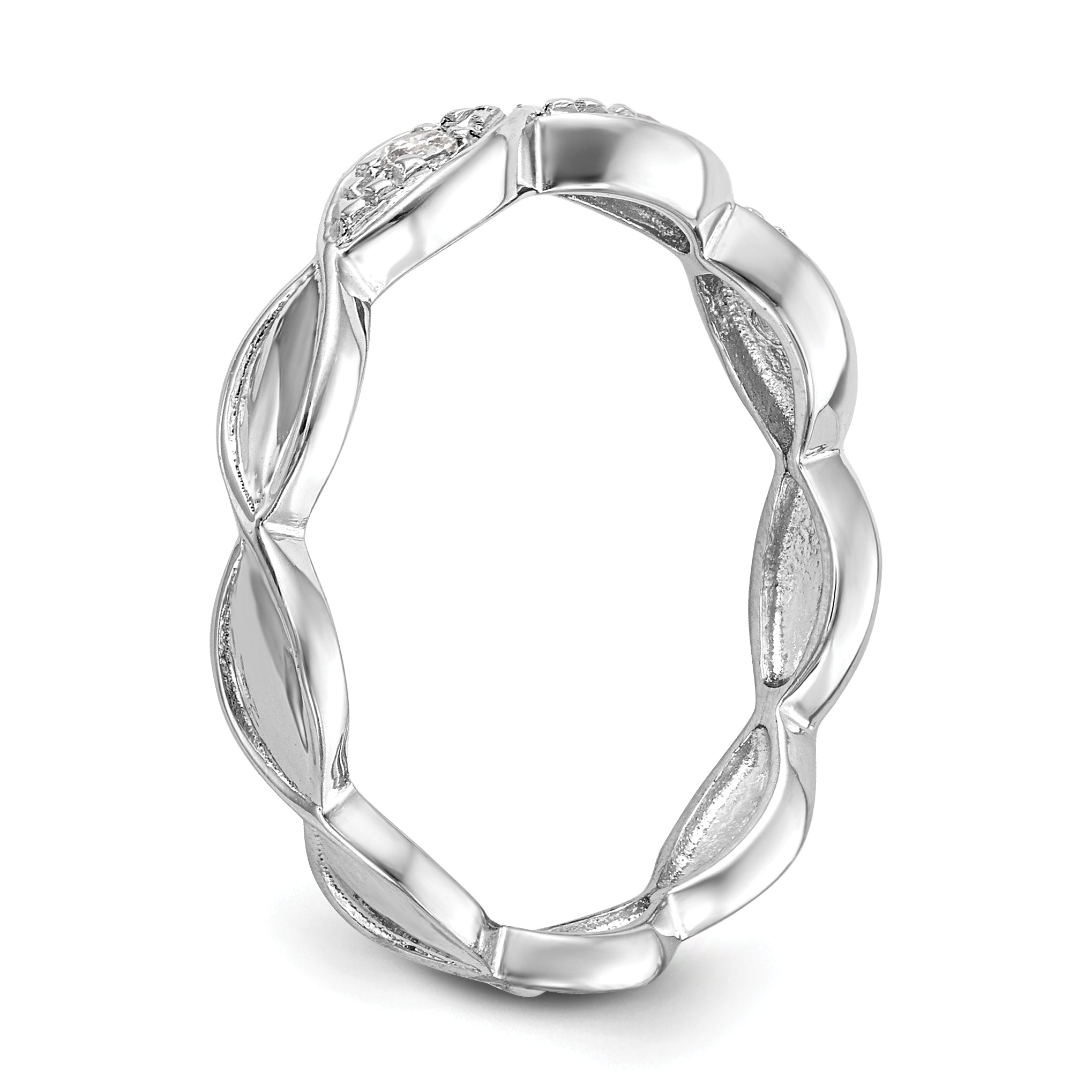 0.05ct. CZ Solid Real 14K White Gold Wedding Band Ring