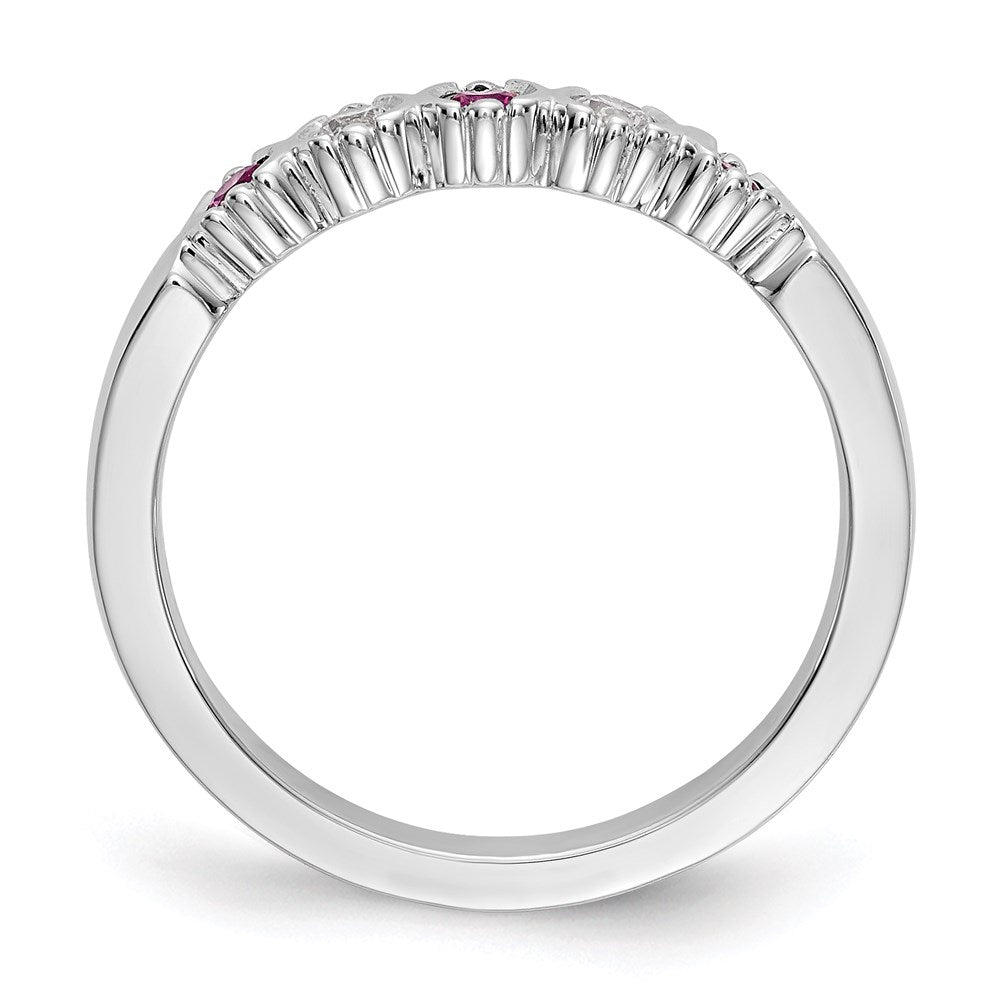 14k White Gold Real Diamond w/Ruby Band