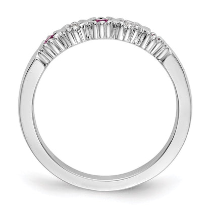 14k White Gold Real Diamond w/Ruby Band