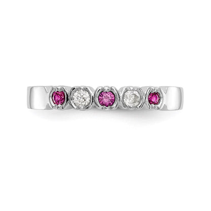 14k White Gold Real Diamond w/Ruby Band
