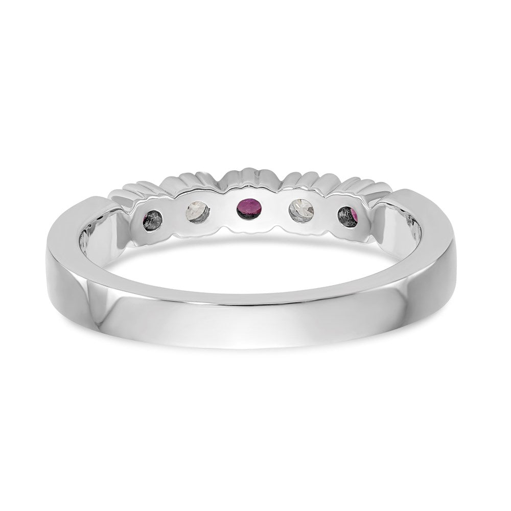14k White Gold Real Diamond w/Ruby Band
