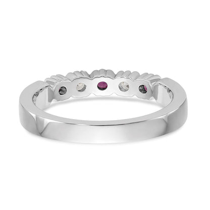 14k White Gold Real Diamond w/Ruby Band