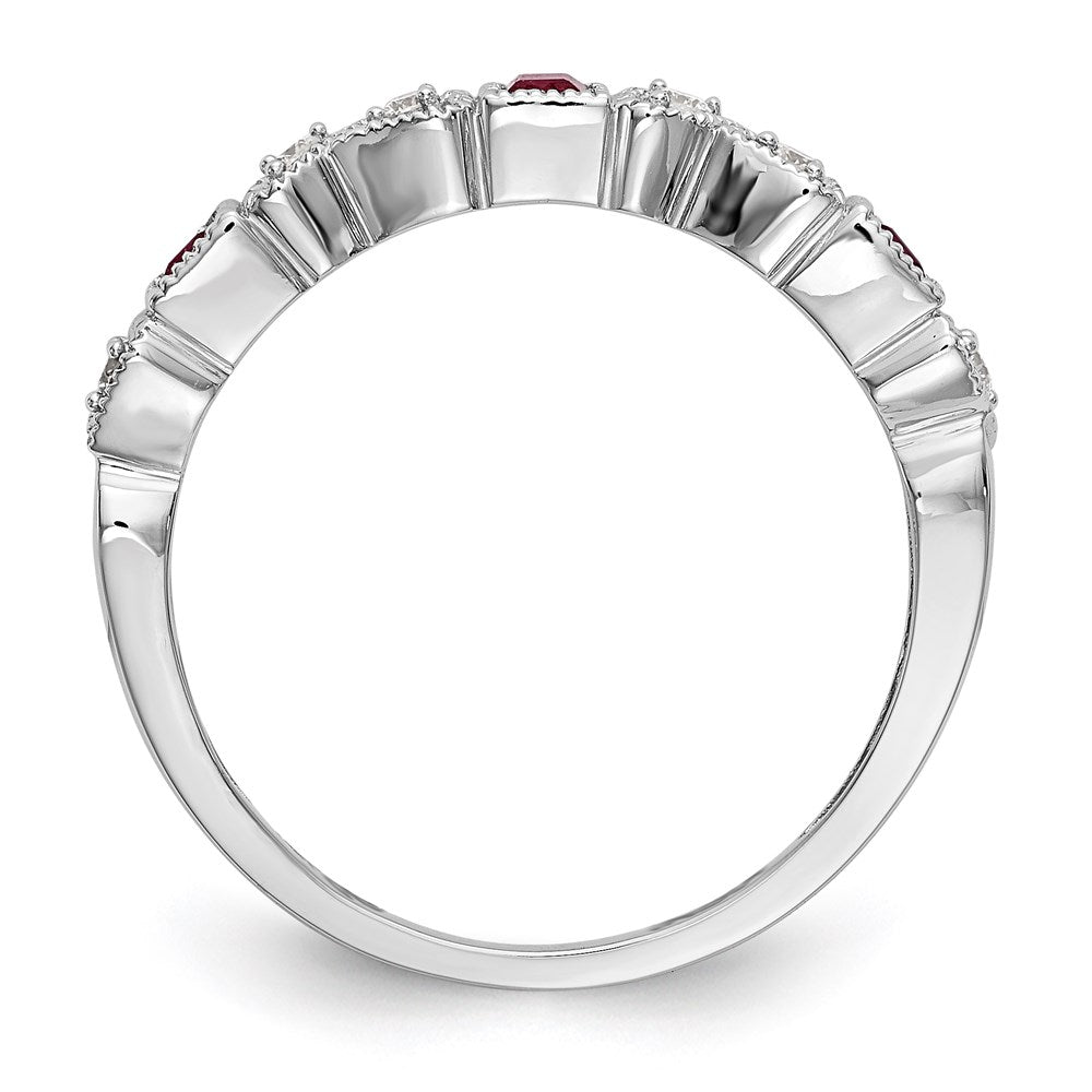 14k White Gold Real Diamond w/Ruby Band