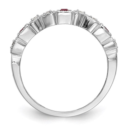 14k White Gold Real Diamond w/Ruby Band