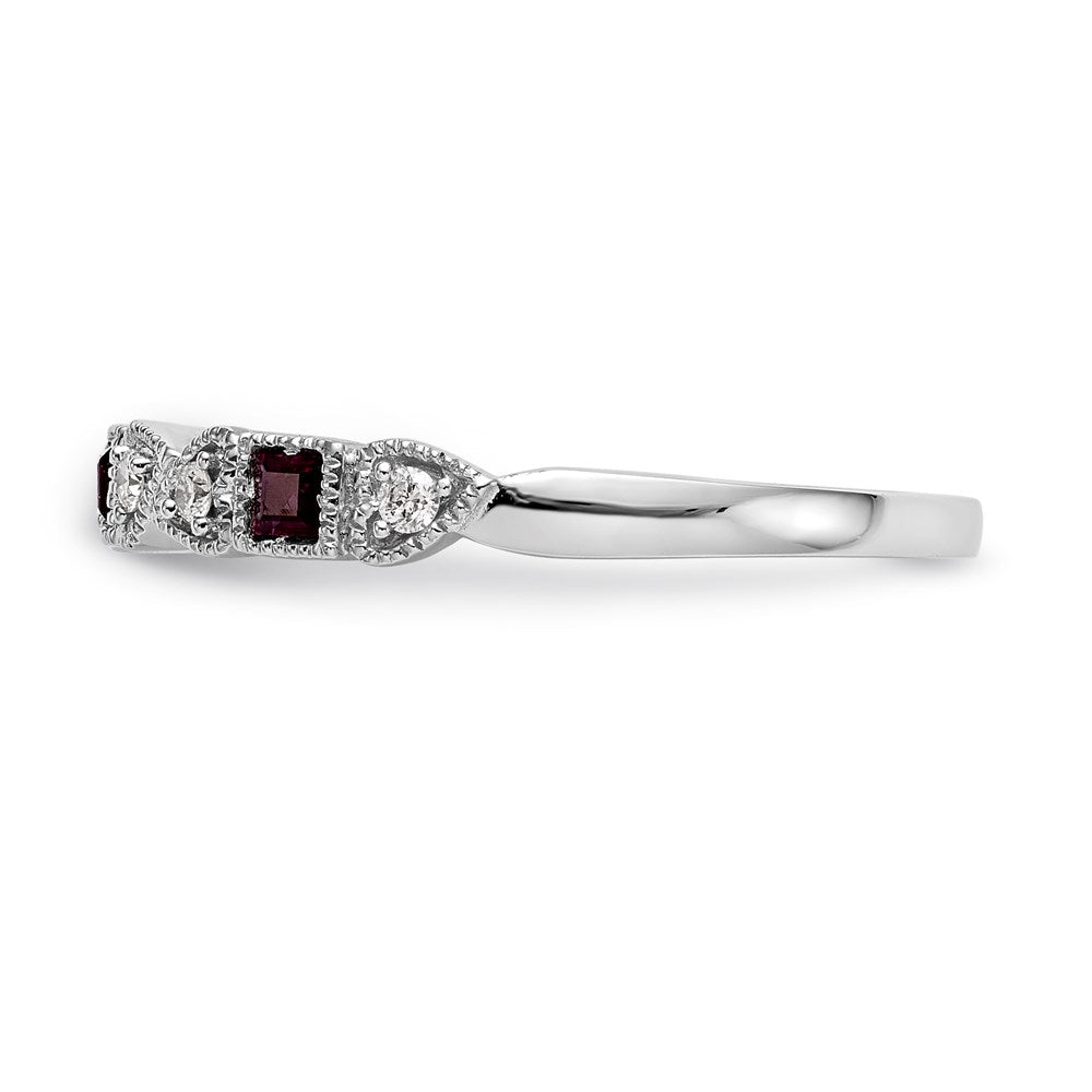 14k White Gold Real Diamond w/Ruby Band